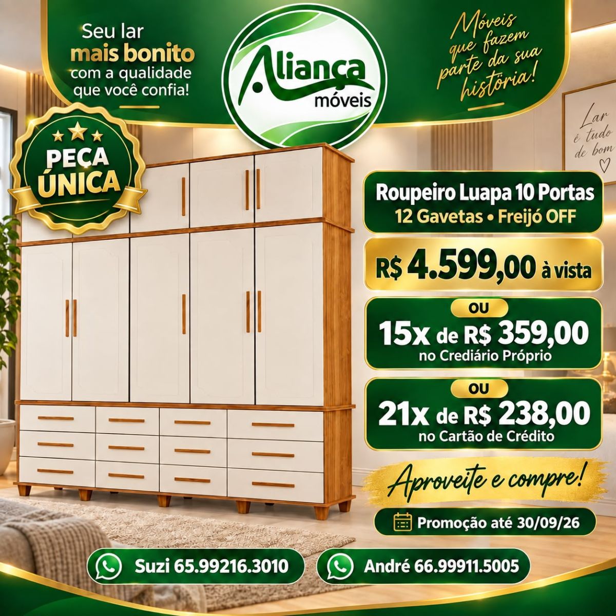 Roupeiro Luapa 10 Portas - 12 Gavetas