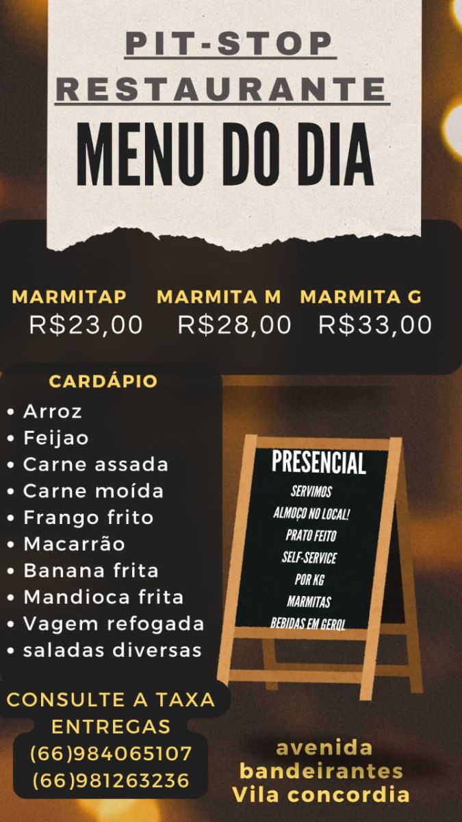 Menu do Dia - Pit-Stop Restaurante