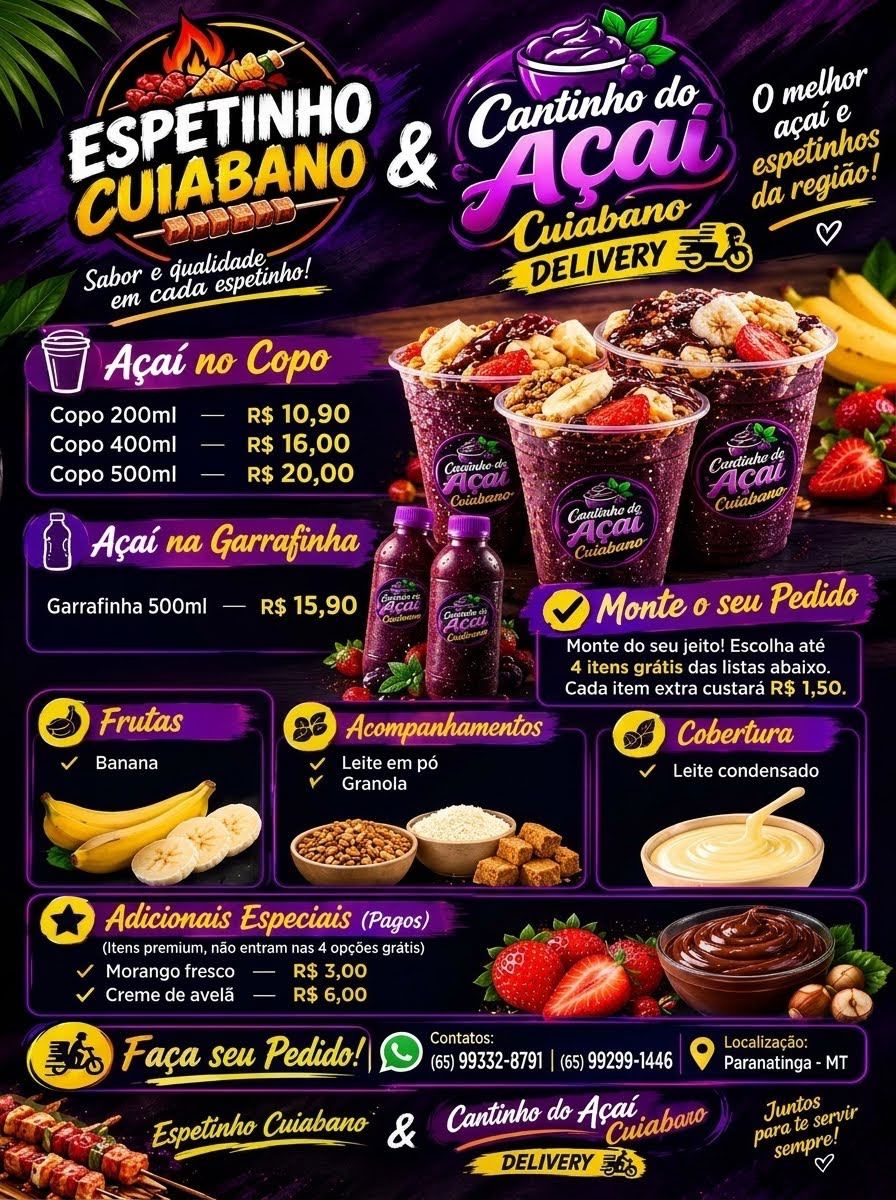 Cantinho do Açaí Cuiabano - Delivery de Açaí e Espetinho